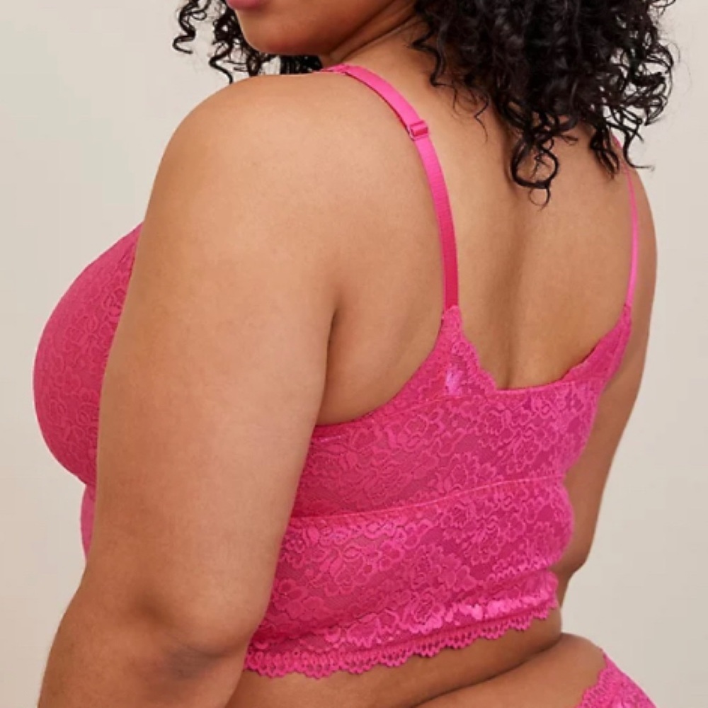 🆕 Pink Unlined Lace Crop Bralette 1 1X 14 16 NWT Torrid New! - Picture 3 of 5